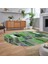 Dijital Baskılı Kaymaz Yıkanabilir Oval Patchwork Yolluk Salon Halısı, V-O-Patchwork-10-Yeşil, 2
