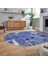 Dijital Baskılı Kaymaz Yıkanabilir Oval Patchwork Yolluk Salon Halısı, V-O-Patchwork-11-Mavi, 2