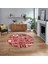 Dijital Baskılı Kaymaz Yıkanabilir Yuvarlak Patchwork Mutfak Salon Halısı, V-Y-Patchwork-11-Kırmızı, 1