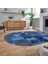 Dijital Baskılı Kaymaz Yıkanabilir Oval Patchwork Yolluk Salon Halısı, V-O-Patchwork-16-Mavi, 2