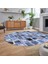 Dijital Baskılı Kaymaz Yıkanabilir Oval Patchwork Yolluk Salon Halısı, V-O-Patchwork-14-Mavi, 2