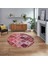 Dijital Baskılı Kaymaz Yıkanabilir Yuvarlak Patchwork Mutfak Salon Halısı, V-Y-Patchwork-08-Kırmızı, 1