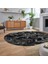 Dijital Baskılı Kaymaz Yıkanabilir Oval Patchwork Yolluk Salon Halısı, V-O-Patchwork-13-Antrasit, 2