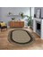Dijital Baskılı Kaymaz Yıkanabilir Oval Jüt-Hasır Desen Mutfak Salon Halısı, V-O-Jüt-01-Siyah, 1