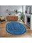 Dijital Baskılı Kaymaz Yıkanabilir Oval Jüt-Hasır Desen Mutfak Salon Halısı, V-O-Jüt-05-Mavi, 1