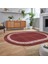Dijital Baskılı Kaymaz Yıkanabilir Oval Jüt-Hasır Desen Mutfak Salon Halısı, V-O-Jüt-04-Kırmızı, 2