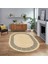 Dijital Baskılı Kaymaz Yıkanabilir Oval Jüt-Hasır Desen Mutfak Salon Halısı, V-O-Jüt-09-Krem, 1