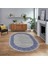 Dijital Baskılı Kaymaz Yıkanabilir Oval Jüt-Hasır Desen Mutfak Salon Halısı, V-O-Jüt-09-Lacivert, 1