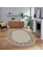 Dijital Baskılı Kaymaz Yıkanabilir Oval Jüt-Hasır Desen Mutfak Salon Halısı, V-O-Jüt-19-Krem, 1