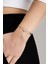 Minimal Stil 18 Ayar Beyaz Altın Kaplama 19 cm Gümüş Ikili Bileklik 4