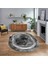 Dijital Baskılı Kaymaz Taban Yıkanabilir Oval Modern Yolluk Salon Halısı, V-O-Modern-46-Gri, 1