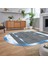 Dijital Baskılı Kaymaz Taban Yıkanabilir Oval Modern Yolluk Salon Halısı, V-O-Modern-10-Mavi, 2