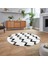 Dijital Baskılı Kaymaz Taban Yıkanabilir Yuvarlak Modern Mutfak Salon Halısı, V-Y-Modern-71-Beyaz, 2