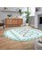 Dijital Baskılı Kaymaz Taban Yıkanabilir Oval Modern Yolluk Salon Halısı, V-O-Modern-81-Turkuaz, 2