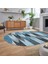 Dijital Baskılı Kaymaz Taban Yıkanabilir Oval Modern Yolluk Salon Halısı, V-O-MODERN-104-MAVİ, 2