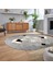 Dijital Baskılı Kaymaz Taban Yıkanabilir Oval Modern Yolluk Salon Halısı, V-O-Modern-12-Gri, 2