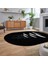 Dijital Baskılı Kaymaz Taban Yıkanabilir Oval Modern Yolluk Salon Halısı, V-O-MODERN-112-SİYAH, 2