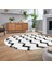 Dijital Baskılı Kaymaz Taban Yıkanabilir Oval Modern Yolluk Salon Halısı, V-O-Modern-71-Beyaz, 2