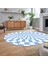 Dijital Baskılı Kaymaz Taban Yıkanabilir Oval Modern Yolluk Salon Halısı, V-O-Modern-78-Mavi, 2