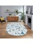 Dijital Baskılı Kaymaz Taban Yıkanabilir Oval Modern Yolluk Salon Halısı, V-O-Modern-82-Mavi, 1