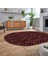 Dijital Baskılı Kaymaz Taban Yıkanabilir Oval Modern Yolluk Salon Halısı, V-O-Modern-87-Bordo, 2