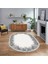 Dijital Baskılı Kaymaz Taban Yıkanabilir Oval Modern Yolluk Salon Halısı, V-O-Modern-48-Gri, 1