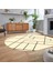 Dijital Baskılı Kaymaz Taban Yıkanabilir Oval Modern Yolluk Salon Halısı, V-O-Modern-58-Krem, 2