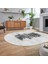 Dijital Baskılı Kaymaz Taban Yıkanabilir Oval Modern Yolluk Salon Halısı, V-O-Modern-50-Gri, 2