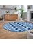 Dijital Baskılı Kaymaz Taban Yıkanabilir Oval Modern Yolluk Salon Halısı, V-O-MODERN-105-MAVİ, 2
