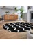 Dijital Baskılı Kaymaz Taban Yıkanabilir Oval Modern Yolluk Salon Halısı, V-O-Modern-71-Siyah, 2