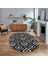 Dijital Baskılı Kaymaz Taban Yıkanabilir Oval Modern Yolluk Salon Halısı, V-O-Modern-23-Antrasit, 1