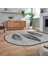 Dijital Baskılı Kaymaz Taban Yıkanabilir Oval Modern Yolluk Salon Halısı, V-O-Modern-41-Gri, 2