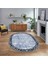 Dijital Baskılı Kaymaz Taban Yıkanabilir Oval Modern Yolluk Salon Halısı, V-O-MODERN-118-MAVİ, 1