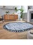 Dijital Baskılı Kaymaz Taban Yıkanabilir Oval Modern Yolluk Salon Halısı, V-O-MODERN-118-MAVİ, 2