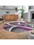 Dijital Baskılı Kaymaz Taban Yıkanabilir Oval Modern Yolluk Salon Halısı, V-O-Modern-97-Mor, 2
