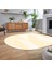 Dijital Baskılı Kaymaz Taban Yıkanabilir Oval Modern Yolluk Salon Halısı, V-O-Modern-54-Krem, 2