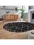 Dijital Baskılı Kaymaz Taban Yıkanabilir Oval Modern Yolluk Salon Halısı, V-O-Modern-57-Antrasit, 2