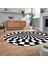 Dijital Baskılı Kaymaz Taban Yıkanabilir Oval Modern Yolluk Salon Halısı, V-O-Modern-78-Siyah, 2