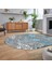 Dijital Baskılı Kaymaz Taban Yıkanabilir Oval Modern Yolluk Salon Halısı, V-O-Modern-15-Mavi, 2