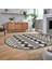 Dijital Baskılı Kaymaz Taban Yıkanabilir Oval Modern Yolluk Salon Halısı, V-O-MODERN-105-KREM, 2