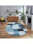 Dijital Baskılı Kaymaz Taban Yıkanabilir Oval Modern Yolluk Salon Halısı, V-O-Modern-77-Mavi, 1