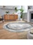 Dijital Baskılı Kaymaz Taban Yıkanabilir Oval Modern Yolluk Salon Halısı, V-O-Modern-46-Gümüş, 2