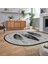 Dijital Baskılı Kaymaz Taban Yıkanabilir Oval Modern Yolluk Salon Halısı, V-O-Modern-41-Siyah, 2