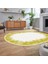 Dijital Baskılı Kaymaz Taban Yıkanabilir Oval Modern Yolluk Salon Halısı, V-O-Modern-48-Sarı, 2