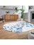 Dijital Baskılı Kaymaz Taban Yıkanabilir Oval Modern Yolluk Salon Halısı, V-O-Modern-42-Mavi, 2