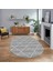 Dijital Baskılı Kaymaz Taban Yıkanabilir Oval Modern Yolluk Salon Halısı, V-O-MODERN-116-GRİ, 1