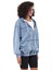 Mesfeno Fermuarlı Kapşonlu Denim Kumaş Kadın Sweatshirt, Oversize Kesim, Pamuk, Kanguru Cepli, Ip Detaylı Kapşon, Beli Lastikli 4
