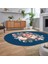 Dijital Baskılı Kaymaz Taban Yıkanabilir Oval Modern Yolluk Salon Halısı, V-O-Modern-35-Mavi, 2