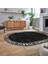 Dijital Baskılı Kaymaz Taban Yıkanabilir Oval Modern Yolluk Salon Halısı, V-O-MODERN-118-SİYAH, 2