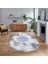 Dijital Baskılı Kaymaz Taban Yıkanabilir Oval Modern Yolluk Salon Halısı, V-O-Modern-06-Mavi, 1